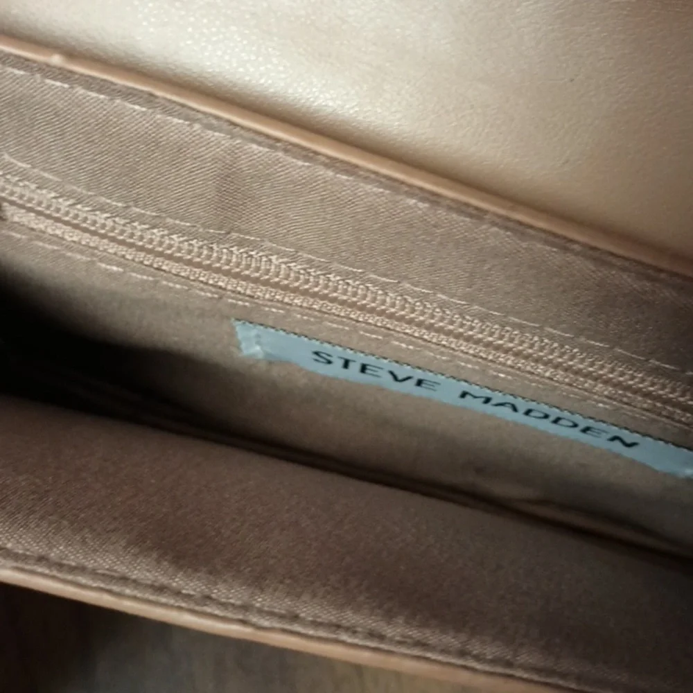 Steve Madden Tan Studded Clutch with Chain - Picture 3 of 7